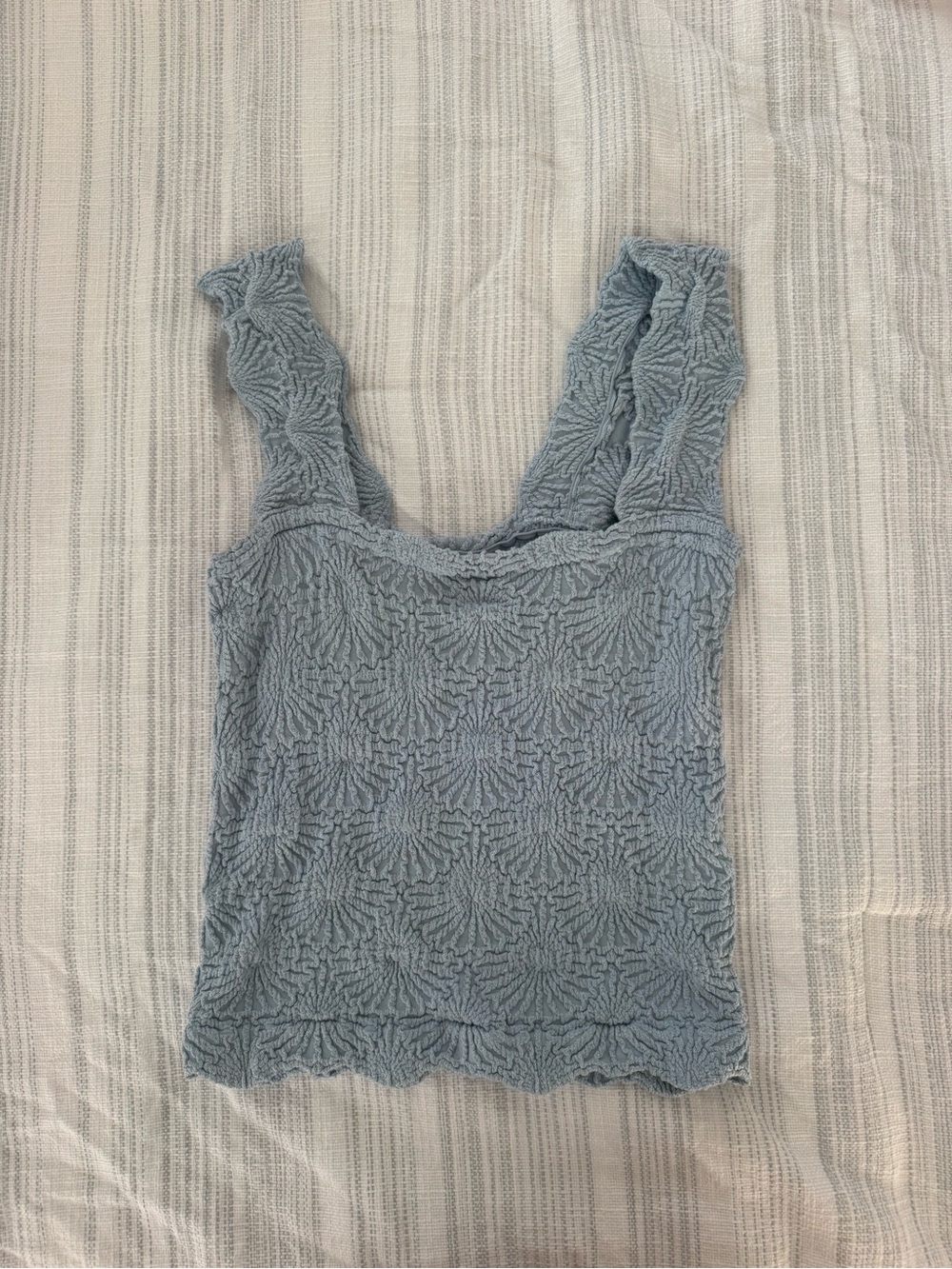 Free People Love Letters Cami Textured Light Blue Women's Tank Top